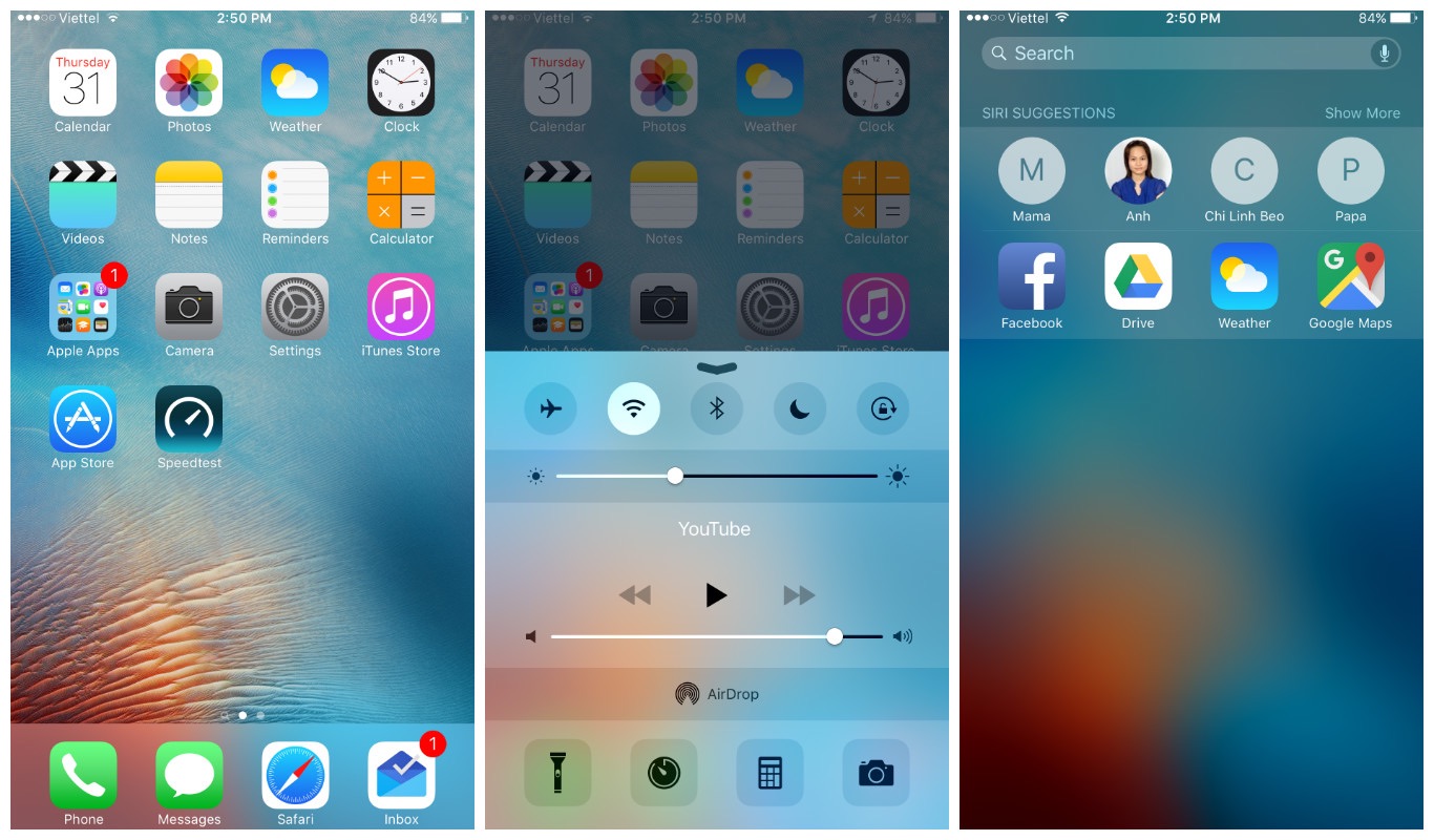 iOS 9 screens